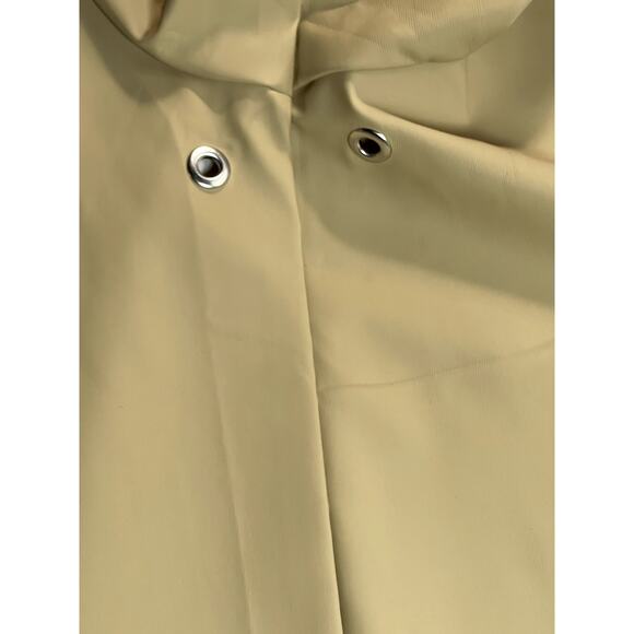 Rains Sz M Unisex Long Rain Jacket Tan Hood Pockets Minimalist Breathable Chic - Picture 10 of 16